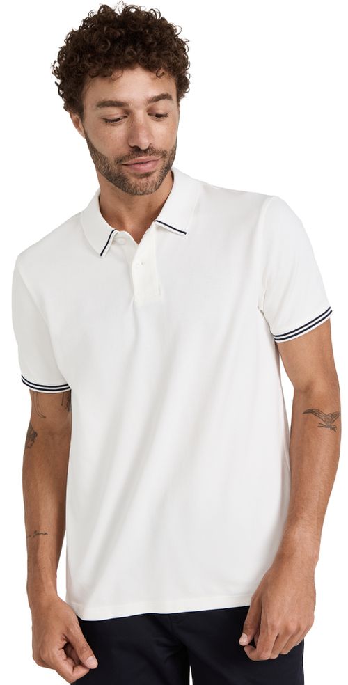 Tipped Collar Polo White