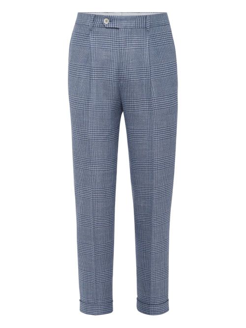 Houndstooth-pattern trousers - Blue