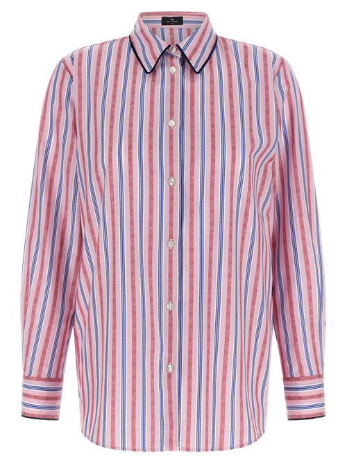 Fil Coupé Striped Cotton Blouse — Pink
