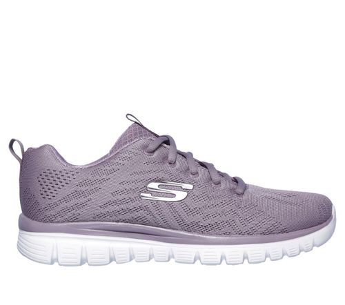 Skechers Women's Graceful - Get Connected Sneaker in White/Silver, 7 | Textile/Synthetic, Vegan, Machine Washable