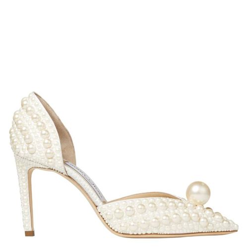 Sabine 85 Pearl-Embellished Satin Pumps