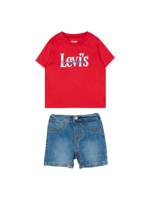 Levi's Kids Set 'LVB HP AOP LOGO TEE & SHORT' blu / rosso / bianco