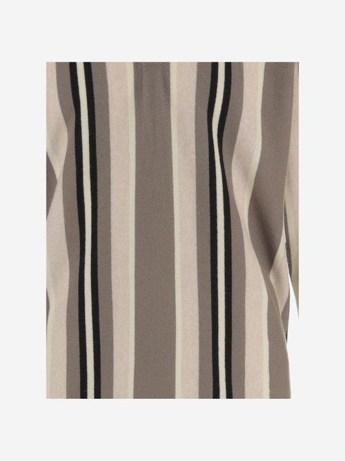Striped Cashmere Polo Shirt — Beige