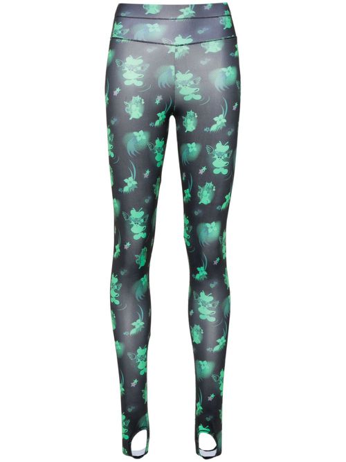 Neon cartoon-print leggings - Black