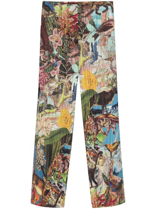 Graphic-print cropped trousers - Blue
