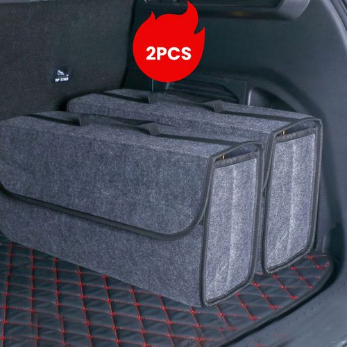 TEMU Set Sturdy Collapsible Polyester Fiber Car Boot Organizers - Versatile Felt Storage Container For Everyday Use, Space-efficient Vehicle