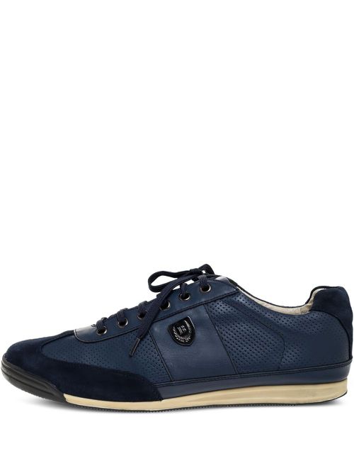 Logo-plaque leather sneakers - Blue