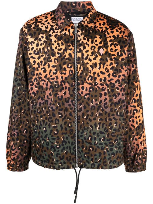 Graphic-print zip-fastening jacket - Brown