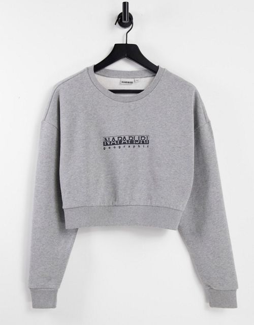 Box cropped sweatshirt in light grey