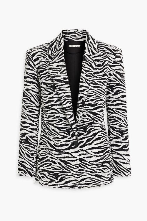 Alice Olivia - Shan zebra-print sequined satin blazer