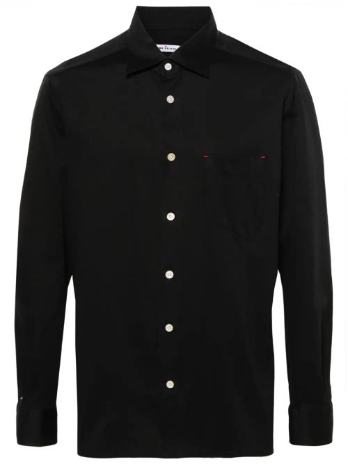 Classic-Collar Cotton Shirt — Black