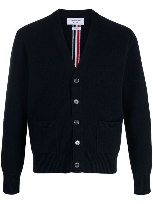 Brushed-effect virgin-wool cardigan - Blue