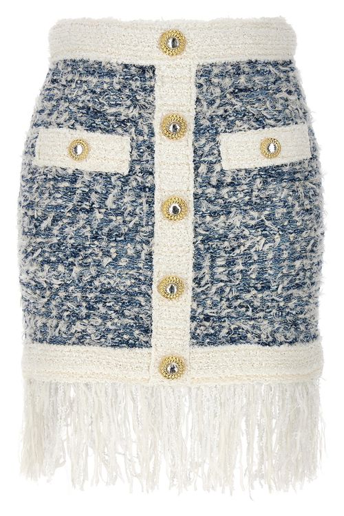 Fringed Tweed Skirt