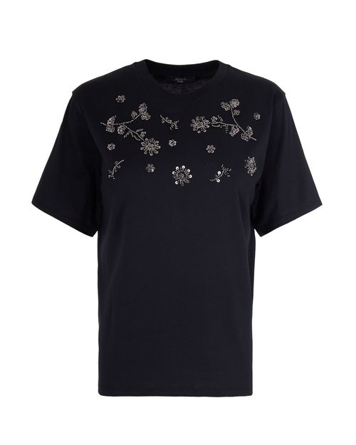Black Embellished Crew Neck T-Shirt