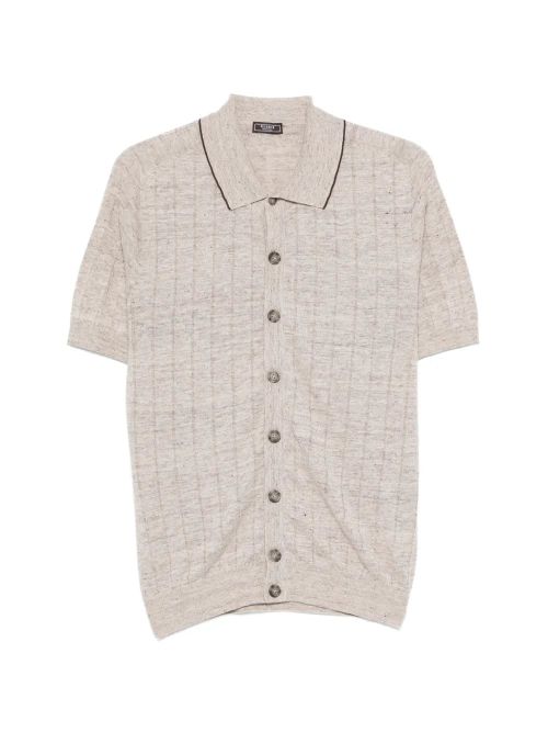 Linen-Cotton Knit Shirt — Beige