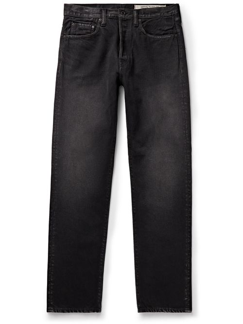 Slim-Fit Straight-Leg Stone-Washed Jeans