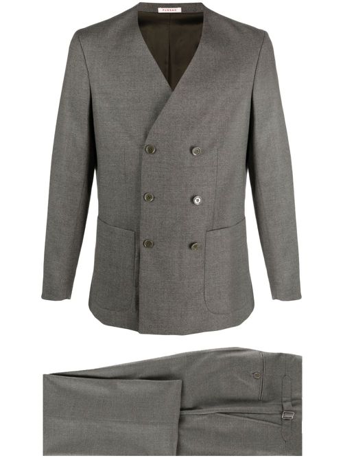 Double-breasted virgin wool suit - Green
