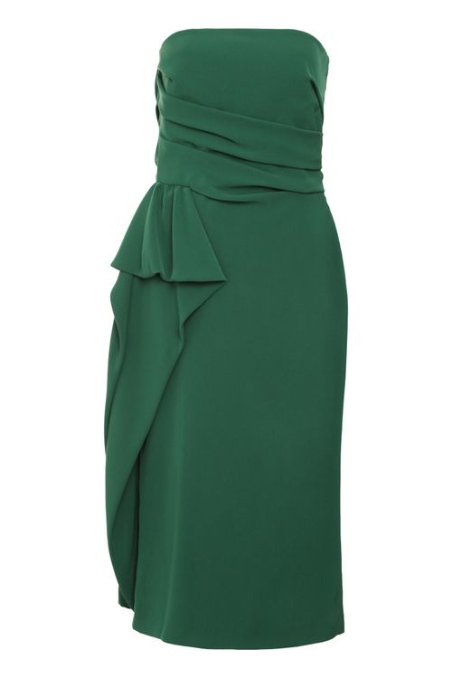Green Corset Ruffle Midi Dress