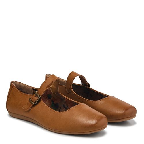 B. O.C. Women's Pippa Mary Jane Ballet Flat Shoes (Biscuit Tan)
