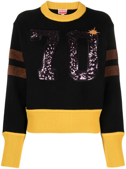 Logo-embroidered crew-neck jumper - Black