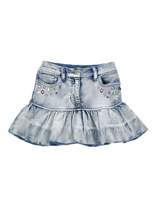 Ruffle-hem denim skirt - Blue