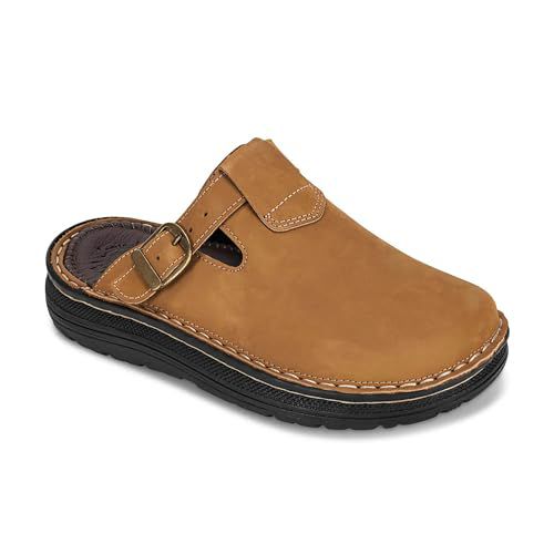 Sawyer Leather Clog-Toe Sandal | Brown Nubuck