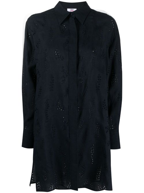 Mother-of-pearl linen shirt dress - Blue