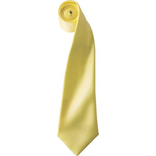 Premier Mens Plain Satin Tie (Narrow Blade) (Lemon) - Yellow - One Size