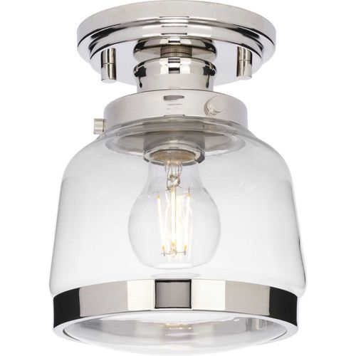 Polished Nickel One Light Semi-Flush Mount from the Judson Collection