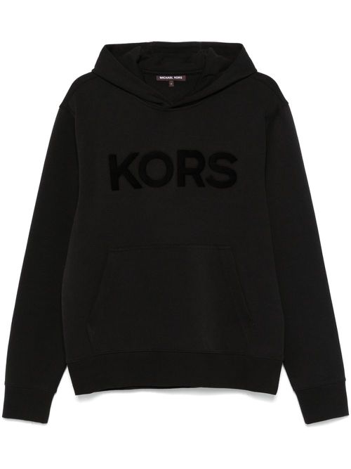 Tufted-logo hoodie - Black
