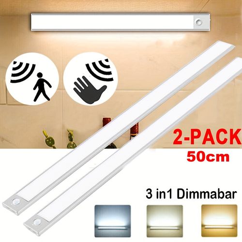 TEMU 2pcs Motion Sensor Cabinet Lights With Magnetic Base, Auto , Dimmable Led Closet Lights, Usb-rechargeable with Cable, Timer, 3 Color