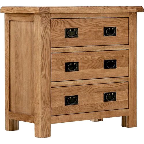 Zelah Oak 3 Drawer Chest, Solid Wood | Roseland