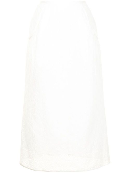 Embroidered lace cotton skirt - White