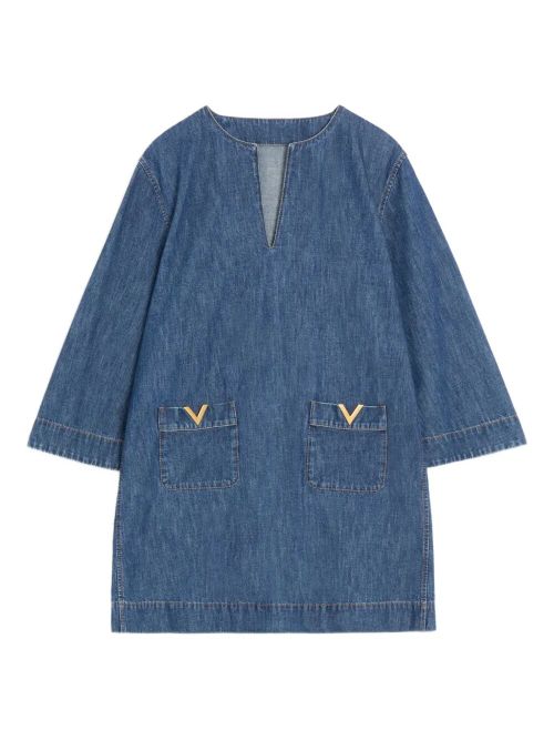 V-Neck Denim Minidress