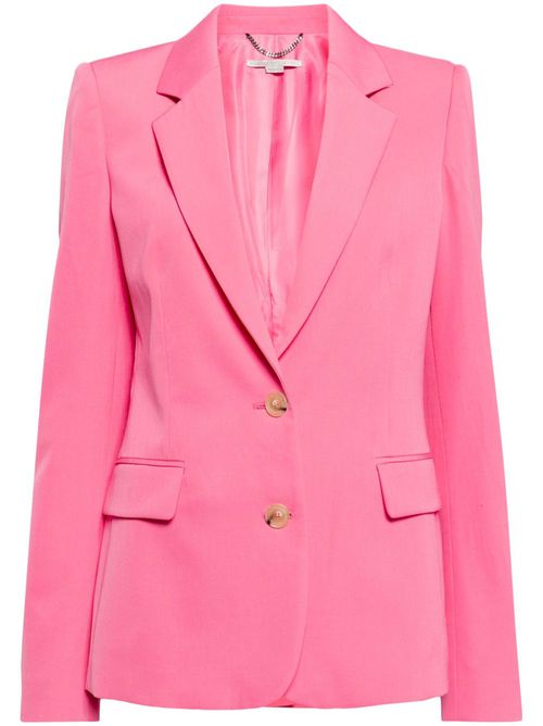 Single-breasted wool-blend blazer - Pink