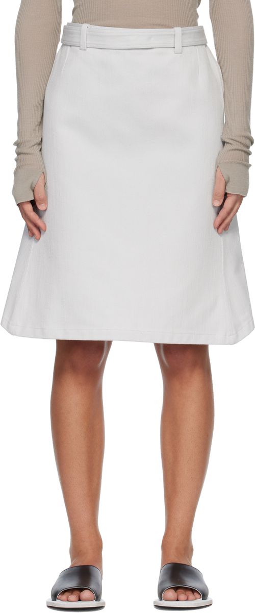 Off-White Gabardine Inox Rustic Midi Skirt