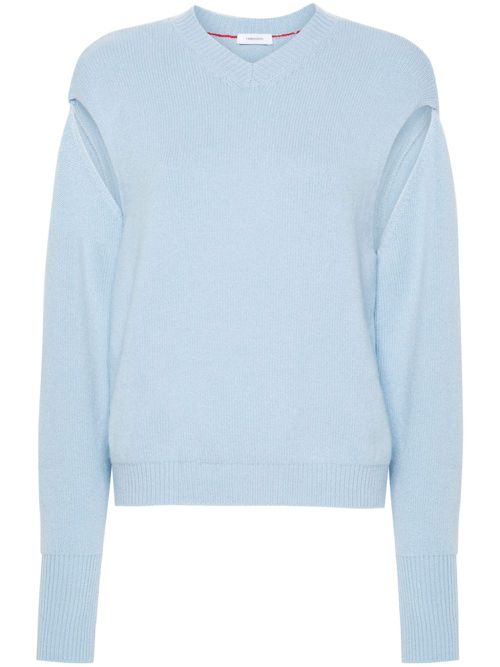 Deconstructed V-neck jumper - Blue