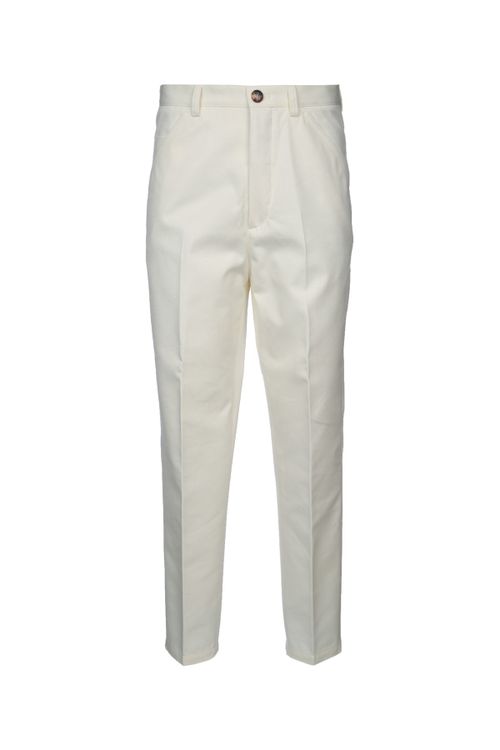 Cotton-Linen Blend Trousers — White