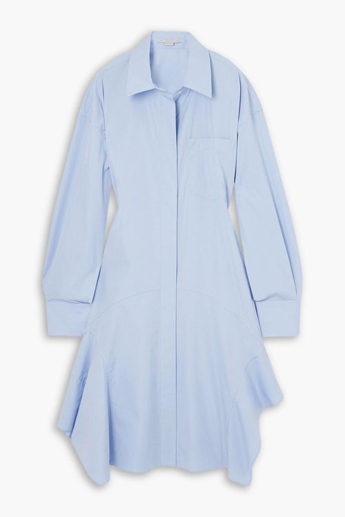 Asymmetric cotton-poplin shirt dress - Blue - IT 36