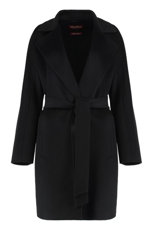 Black Notch Lapel Wool Coat