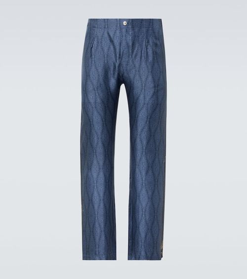Paisley silk wide-leg pants