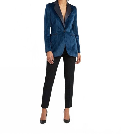 Tailored Velvet Blazer In Navy