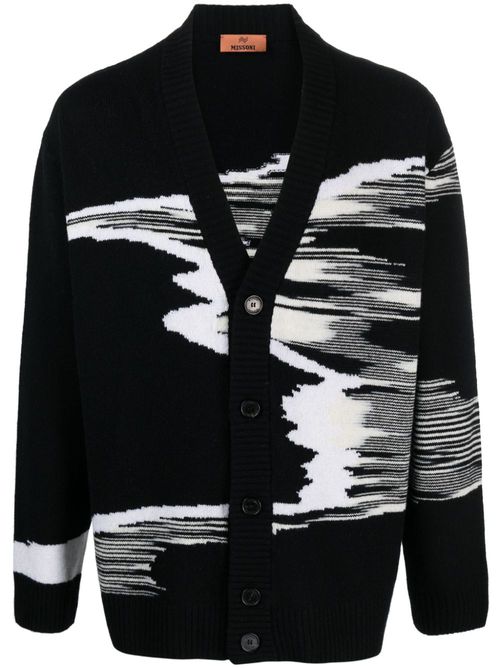 V-neck wool cardigan - Black
