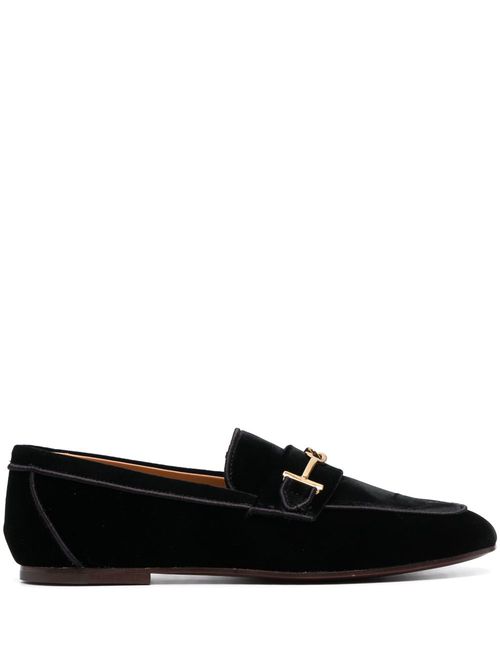 Logo-detail velvet loafers - Black