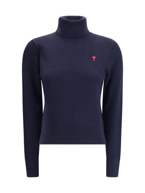 Merino Wool Turtleneck Sweater — Navy