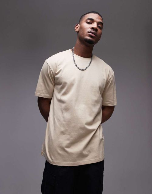 Topman oversized fit t-shirt in stone-Neutral