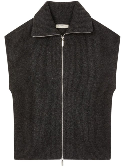 Zip-up knitted vest - Grey