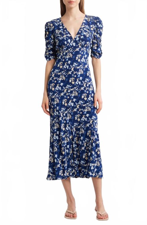 Zariah V-Neck Midi Dress In Navy Floral