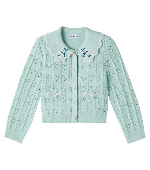 Embroidered pointelle cardigan
