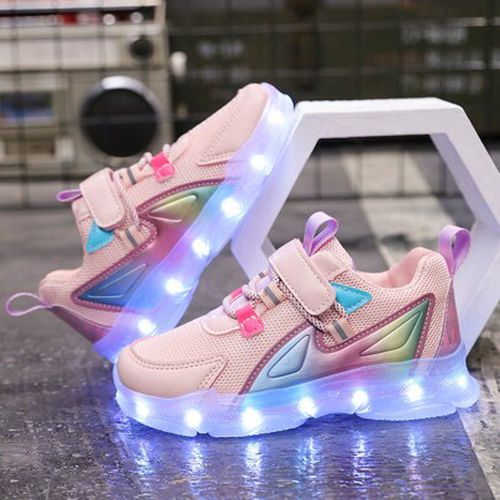 GUANGLAN Rechargeable LED Light Up Kids Shoes, 7-Color Flashing Luminous Shoes For Boys, Girls, Toddlers, Children, USB Charging LED Light Sneakers, K